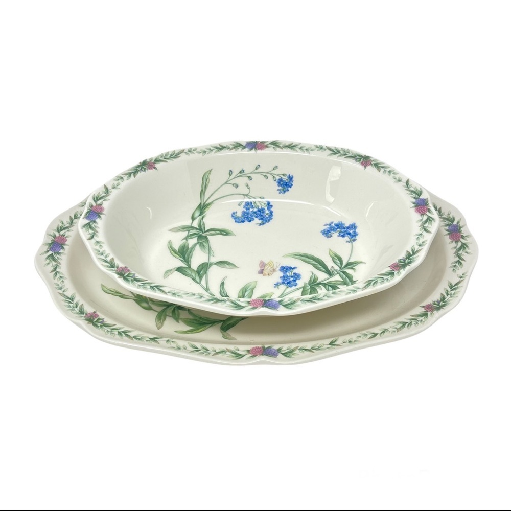Noritake 2 Piece Bowl and Platter Floral Serving Dishes